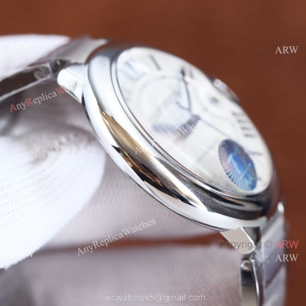 Copy Balloon Blue Cartier Silver Face 42mm Stainless Steel Strap Watch