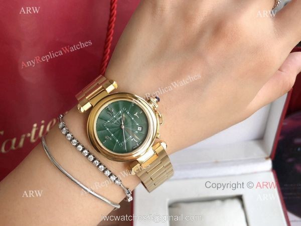 2022 New Copy Cartier Pasha Middle East Limited Edition All Gold Olive Green Dial Watch