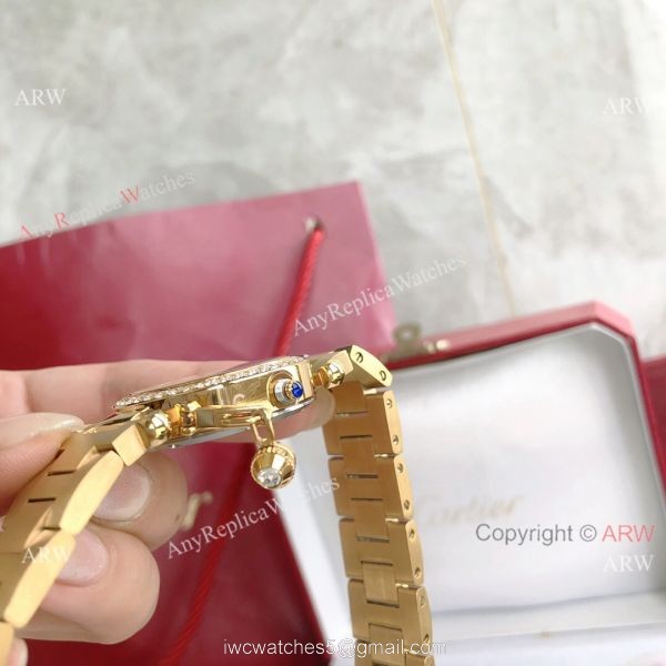 Replica Cartier Pasha Diamond Bezel Deep Green Dial Gold Watch With Arabic Markers