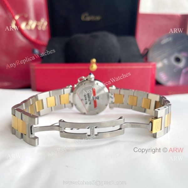 Replica Cartier Pasha Deep Green Dial 2-Tone Gold Watch With Arabic Markers