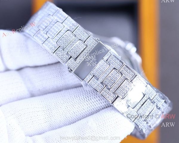 Iced Out Patek Philippe Nautilus Baby-Blue limited edition Watch for 170th anniversary
