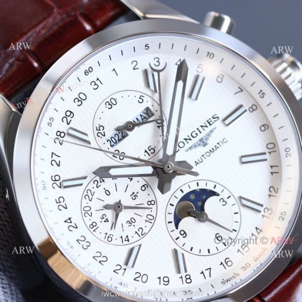 Replica Longines Master Collection Moonphase Brown Leather Strap 40MM Watch