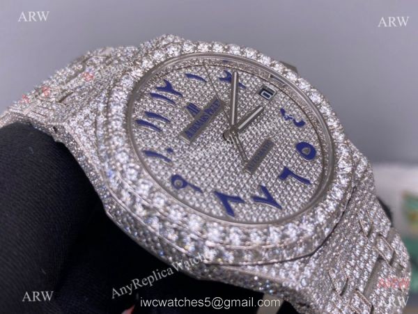 Iced Out Audemars Piguet Royal Oak Swiss Replica Watch Middle East Arabic Face