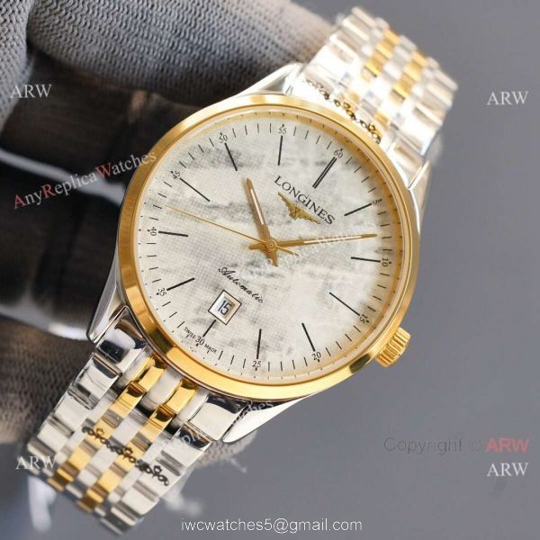 Replica Longines Elegant 2-Tone Steel Strap Rose Gold Bezel 8215 Movement Watch