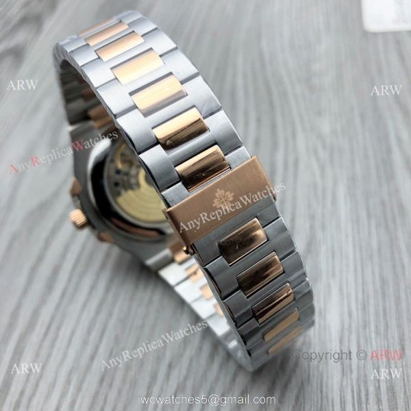 Patek Philippe Annual calendar Nautilus 8215 Two Tone Rose Gold Brown Dial Copy Watches