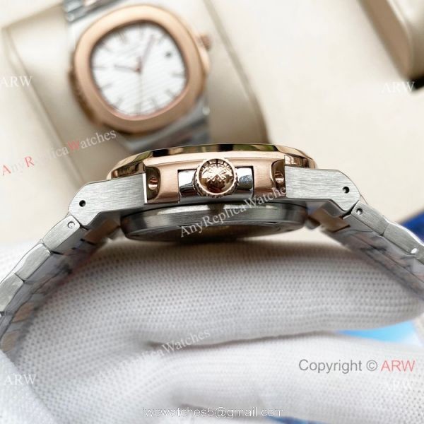Swiss Quality Patek Philippe Nautilus 8215 Automatic Two Tone Rose Gold Black Dial