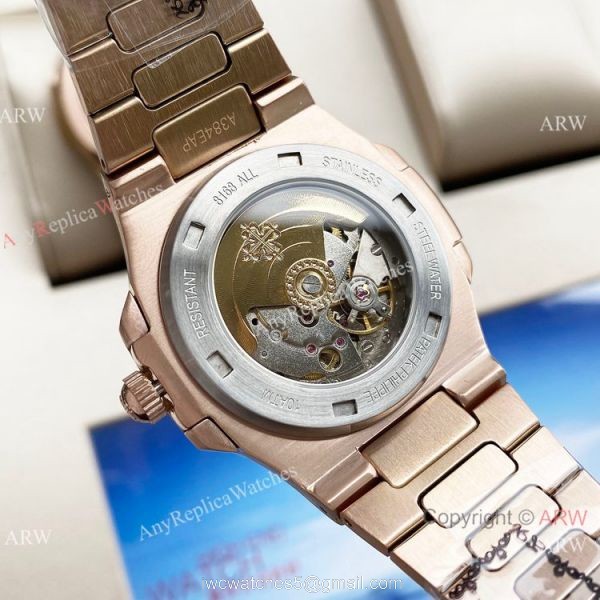Swiss Quality Patek Philippe Nautilus Citizen 8215 Rose Gold Blue Replica Watches