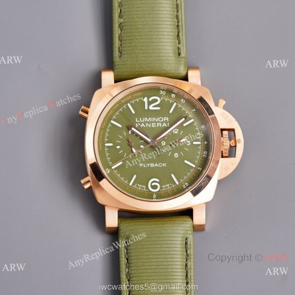 Copy Panerai Luminor Flyback Rose Gold Watch 44mm for Men