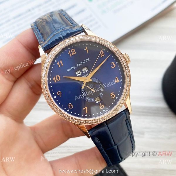 Clone Patek Philippe Calatrava Annual calendar Watch Rose Gold Case 42mm