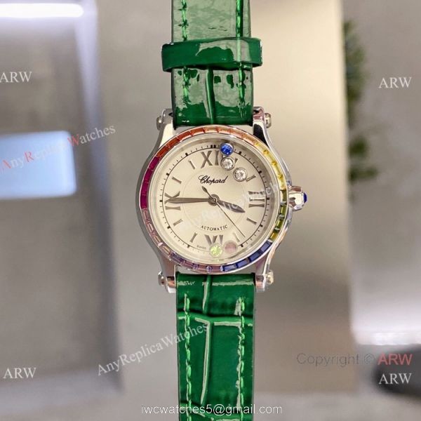 Chopard Happy Sport 30 Watch Rainbow bezel 2-Tone Rose Gold