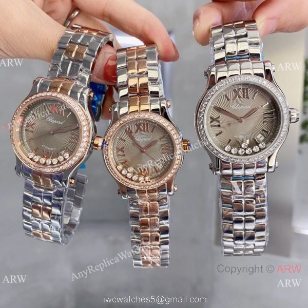 Knockoff Chopard Happy Sport quartz Watch Rhodium Grey Stainless Steel