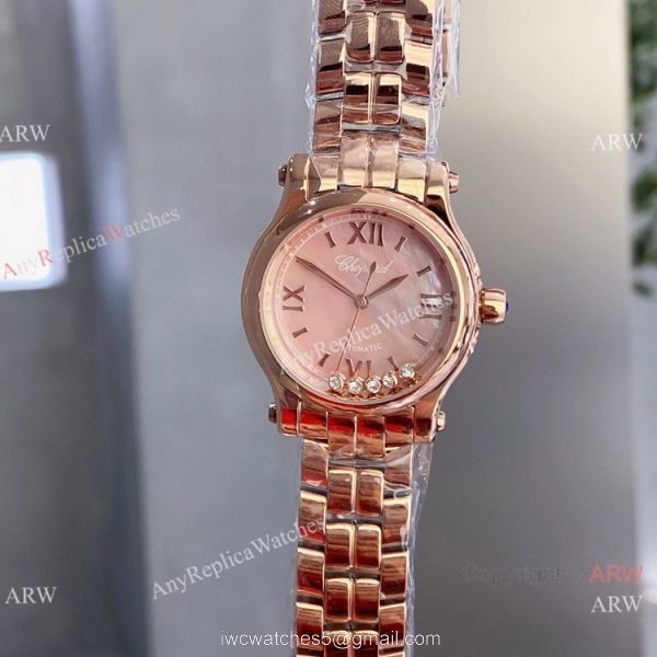 Copy Chopard Happy Sport 30mm Lady Watch Rose Gold White Dial