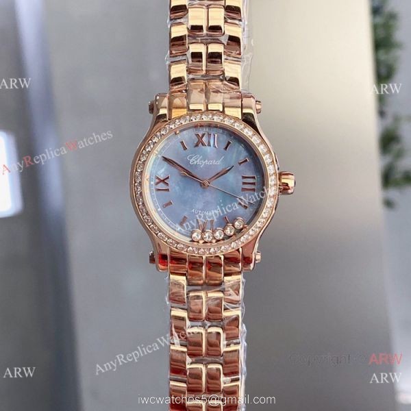 Copy Chopard Happy Sport 30mm quartz Watch Pink Rose Gold Case
