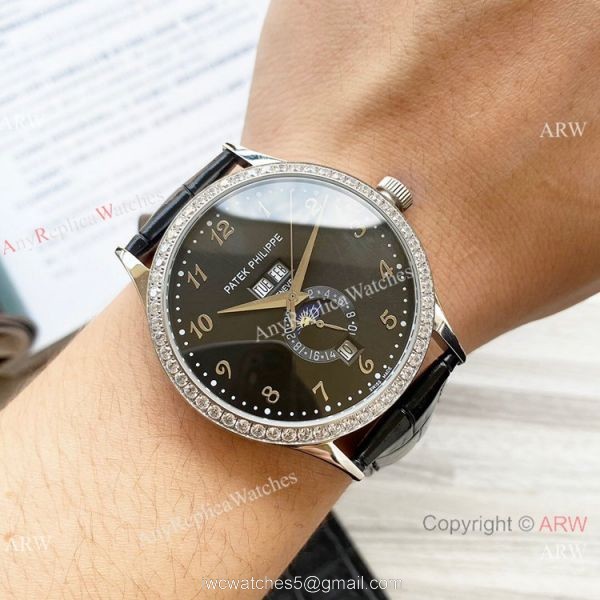 Clone Patek Philippe Calatrava Annual calendar Watch Olive Green Dial