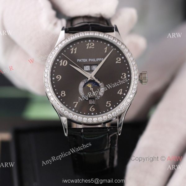 Swiss Quality Patek Philippe Calatrava Annual Calendar Silver Dial Rose Gold Watches
