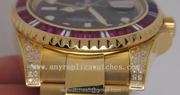 Rolex GMT Master 2 Rainbow Diamond Bezel All Gold Replica Watch
