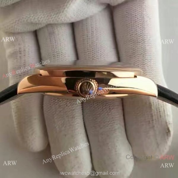 Swiss Replica Rolex Cellini Danaos Watch Rose Gold Black Face Automatic Movement