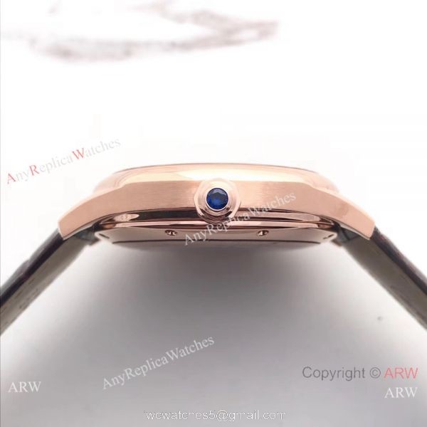 Drive De Cartier WGNM0003 Rose Gold Black Roman Watch Swiss Replica