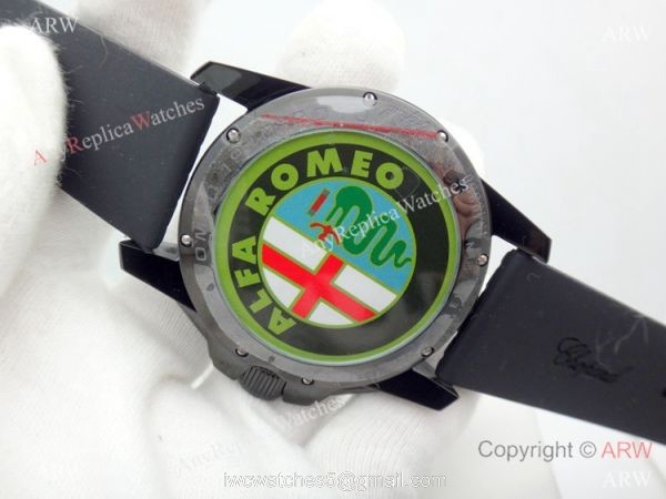 Fake Chopard Alfa Romeo Chronograph Black Dial Watch Red Hands