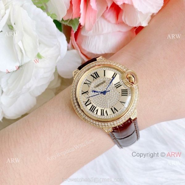 Best Quality Copy Cartier Ballon Bleu De Quartz Watch Yellow Gold Diamond