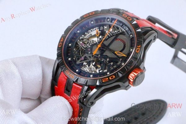 AAA Replica Roger Dubuis Excalibur Aventador S Black and Red Watches 46mm