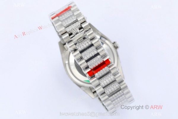 (EWF) Highest Quality Rolex Day-Date Wrist 36mm White Roman Dial Diamond Band