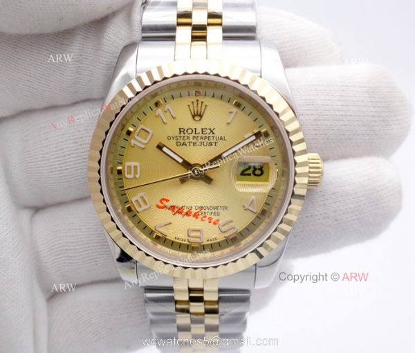 Rolex Datejust Jubilee 2-Tone Arabic Markers Watch Rolex 16233 Fake