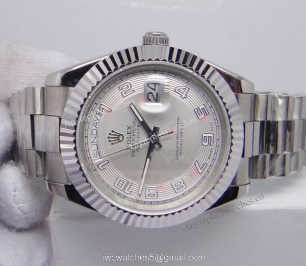 Rolex Daydate II Stainless Steel Silver Arabic Watch 41mm Rolex President Replica Rolex Daydate II Stainless Steel Silver Arabic Watch 41mm Rolex President Replica