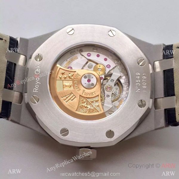JF Factory Swiss Audemars Piguet Replica Watch Silver Face Brown Leather Band JF Factory Swiss Audemars Piguet Replica Watch Silver Face Brown Leather Band