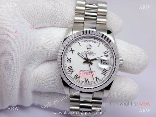 Rolex Day-Date Polished Stainless Steel White Dial Mens Replica Watch Rolex Day-Date Polished Stainless Steel White Dial Mens Replica Watch