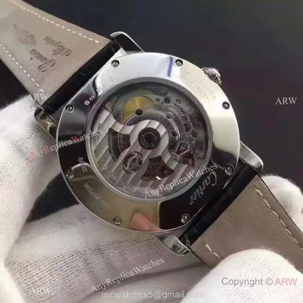 Copy Swiss Cartier Louis Moon Phase Watch SS Diamond Bezel Copy Swiss Cartier Louis Moon Phase Watch SS Diamond Bezel