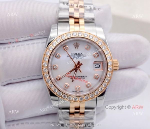 Copy Rolex Datejust Diamond Dial 2-Tone Rose Gold Jubilee White MOP Watch for Woman 31mm Copy Rolex Datejust Diamond Dial 2-Tone Rose Gold Jubilee White MOP Watch for Woman 31mm