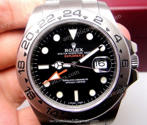NEW UPGRADED Replica Rolex Explorer II GMT Watch Stainless Steel Black 42mm NEW UPGRADED Replica Rolex Explorer II GMT Watch Stainless Steel Black 42mm
