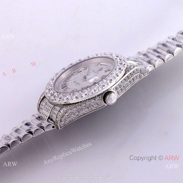 Day Date Rolex Diamond Bezel Replica Watch Stainless Steel Black Dial 43mm Day Date Rolex Diamond Bezel Replica Watch Stainless Steel Black Dial 43mm
