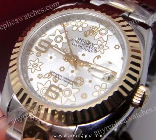 Rolex Datejust Fake Watch: Two Tone Silver Flower Face 36mm Mens Watch Rolex Datejust Fake Watch: Two Tone Silver Flower Face 36mm Mens Watch