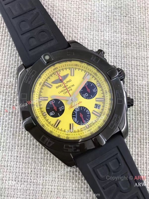 Breitling B01 Chronograph Watch Yellow Face Black Rubber band Breitling B01 Chronograph Watch Yellow Face Black Rubber band