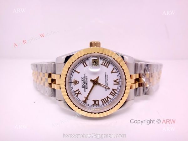 Best Rolex 16233 Fake Datejust Watch 2-Tone White Roman 31mm Best Rolex 16233 Fake Datejust Watch 2-Tone White Roman 31mm