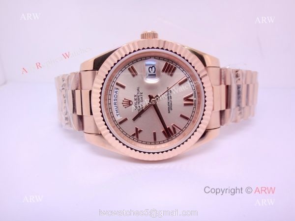 New Replica Rolex Day Date Rose Gold Roman Markers Watch 40mm New Replica Rolex Day Date Rose Gold Roman Markers Watch 40mm