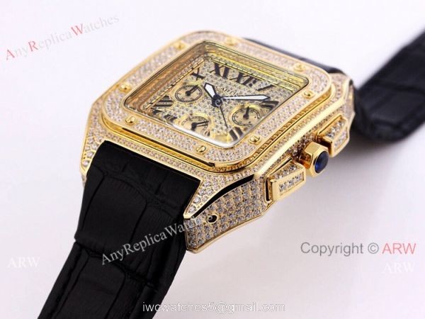 Knockoff Cartier Santos De Chronograph Iced Out Watch 45mm Men Knockoff Cartier Santos De Chronograph Iced Out Watch 45mm Men