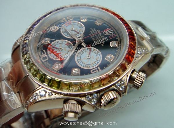 Replica Rolex Daytona Rainbow Watch Rose Gold Diamond Bezel Sapphire glass Replica Rolex Daytona Rainbow Watch Rose Gold Diamond Bezel Sapphire glass