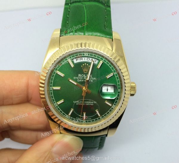Rose Gold Green Face Rolex Replica Day Date Watch 36mm Rose Gold Green Face Rolex Replica Day Date Watch 36mm