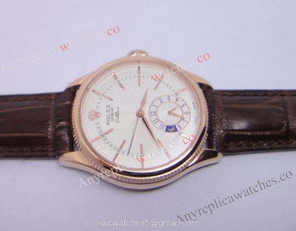 Rolex Cellini DUAL TIME Rose Gold Case White Face Copy Watch Rolex Cellini DUAL TIME Rose Gold Case White Face Copy Watch