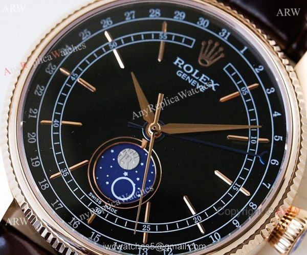 SWISS Rolex Cellini Moonphase Replica Watch Rose Gold 3195 SWISS Rolex Cellini Moonphase Replica Watch Rose Gold 3195