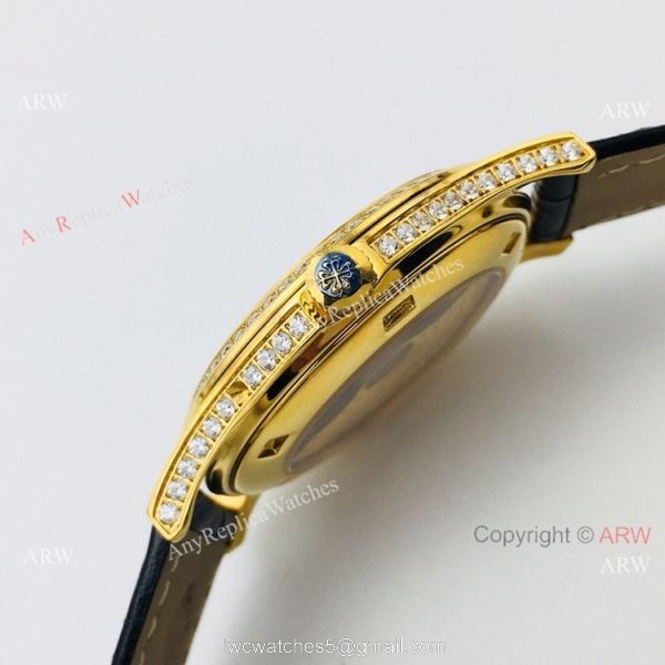 Swiss Replica Patek Philippe Calatrava V2 version Yellow Gold Diamond Watch Swiss Replica Patek Philippe Calatrava V2 version Yellow Gold Diamond Watch