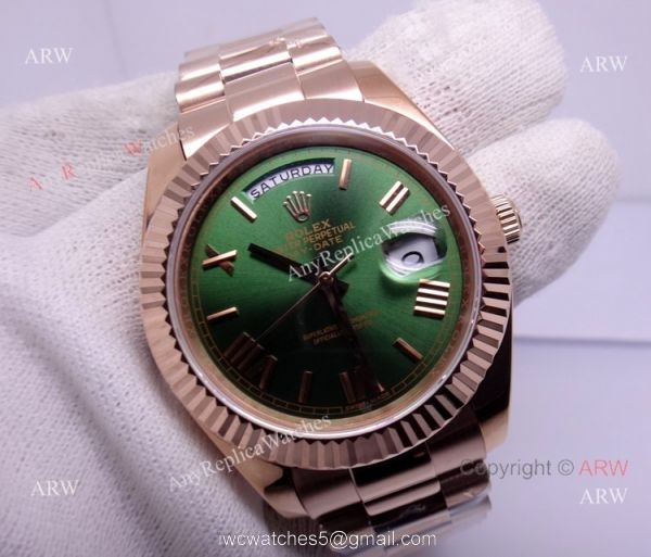 Copy Rolex 60th Anniversary DAY-DATE Olive Green Dial Rose Gold Replica Watch Copy Rolex 60th Anniversary DAY-DATE Olive Green Dial Rose Gold Replica Watch