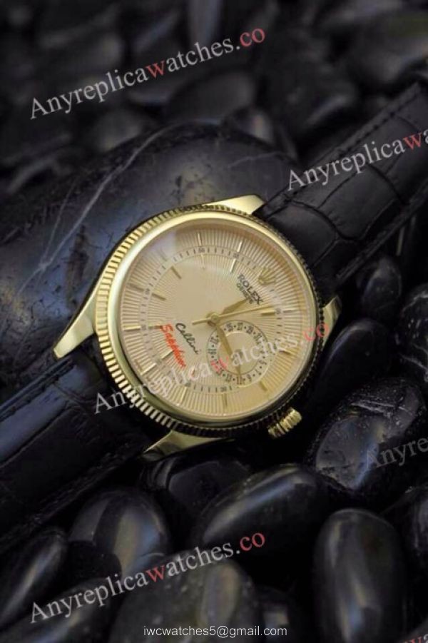 Rolex Geneve Cellini Date Watch Replica Rose Gold White dial Brown Leather Strap Rolex Geneve Cellini Date Watch Replica Rose Gold White dial Brown Leather Strap