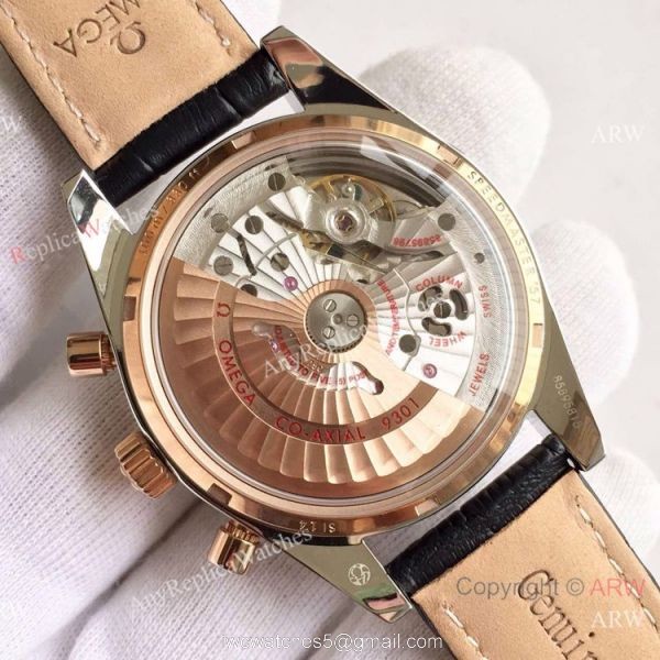 (OM)Copy Swiss Omega Speedmaster 9301 Gold Case Leather Strap Watch (OM)Copy Swiss Omega Speedmaster 9301 Gold Case Leather Strap Watch