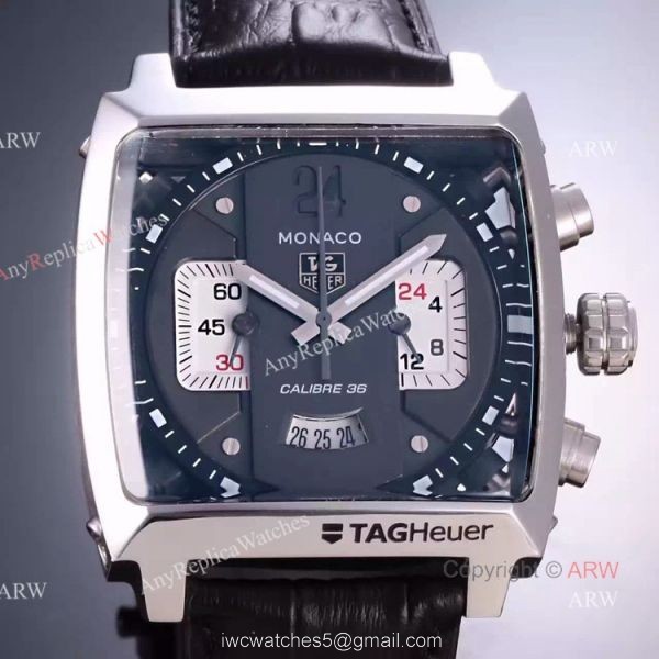 Tag Heuer Monaco Calibre 12 Replica Watch SS Black Red/Blue Line Dial Tag Heuer Monaco Calibre 12 Replica Watch SS Black Red/Blue Line Dial