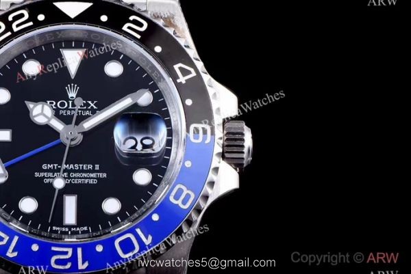 JF Factory Real Swiss ETA2836 Rolex Batman Replica Watch GMT-Master II 40mm JF Factory Real Swiss ETA2836 Rolex Batman Replica Watch GMT-Master II 40mm