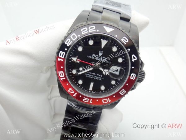 All Black Rolex Replica GMT-MASTER II Watch / Red Black Ceramic Bezel All Black Rolex Replica GMT-MASTER II Watch / Red Black Ceramic Bezel